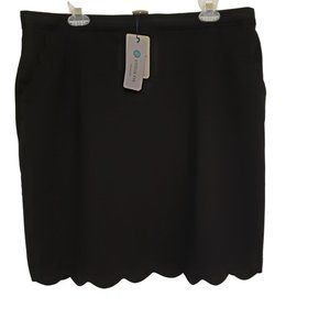 Stitch Fix Skies Are Blue Berenice Elastic Scallop Hem Skirt Women 1X Black NWT